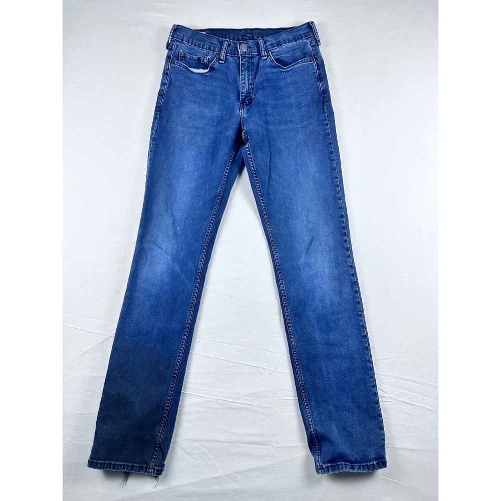 Levis 511 Slim Fit Mens Blue Denim Jeans Medium Wash 31x31 Distressed Hem